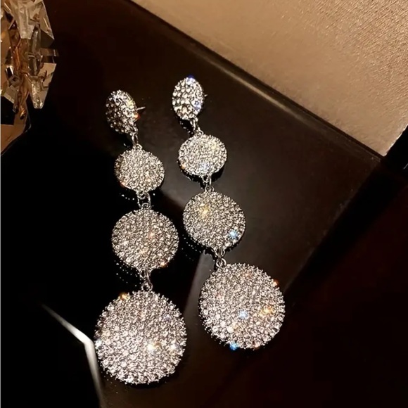 WOMAN’S RHINESTONE EARRINGS STERLING SILVER - Picture 6 of 8